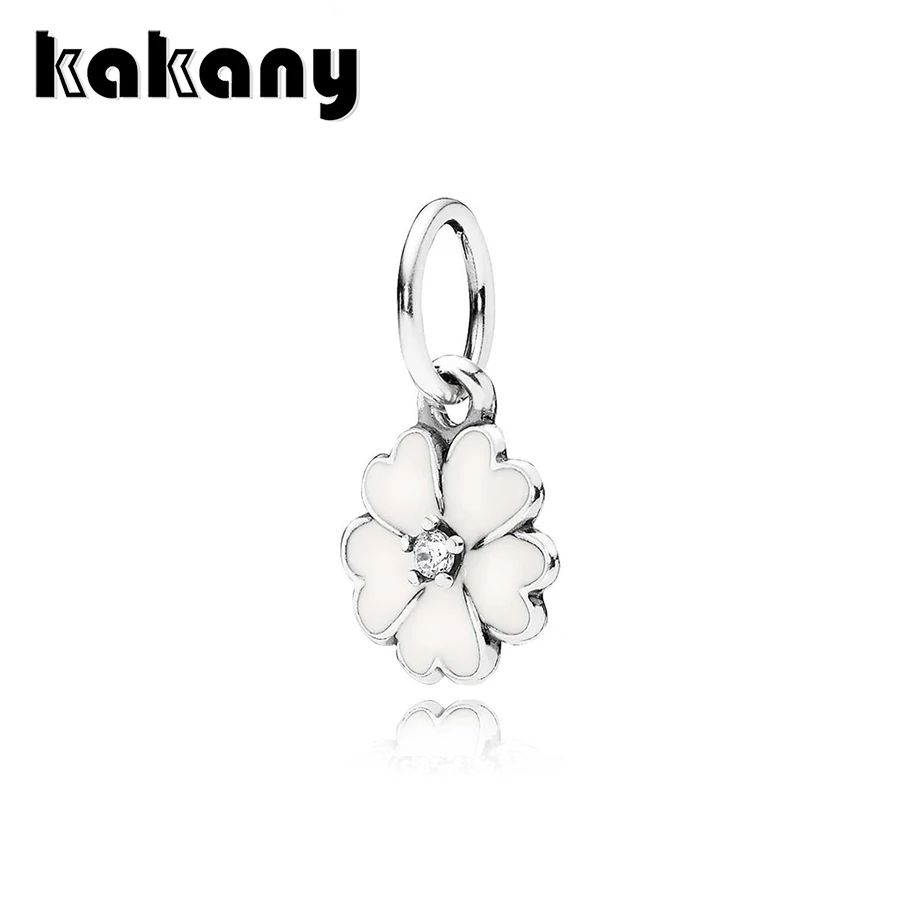 

2019 High Quality 1:1 Original 925 Sterling Silver White Primrose Flower Pendant Fashion Women Diy Fashion Jewelry
