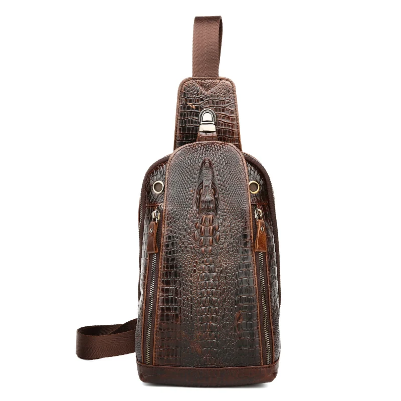 

Bolsa Masculina New Arrivals Luxurious Genuine Leather Alligator Men Messenger Bags 2018 Hot Vintage Crocodile Head Chest Bags