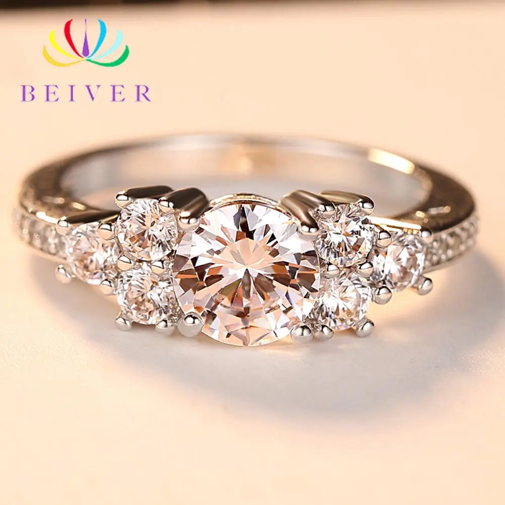 

Beiver Clear AAA+ Cubic Zirconia Wedding Rings for Women Exquisite White Gold Color Jewelry Best Gifts for Ladies Dropshipping