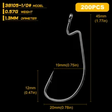 200 шт./лот Высокоуглеродистая сталь рыболовные крючки 1/0#2/0#3/0#4/0#5/0# крючок под червя софтбейт кривошипная рыболовная приманка червячная Снасть