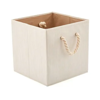 

Hangerlink Foldable Fabric Storage Cube Bins with Cotton Rope Handle, Collapsible Resistant Basket Box Organizer for Shelves
