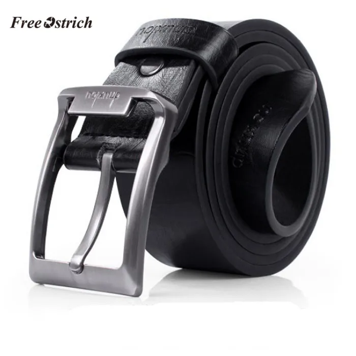 

FREE OSTRICH Clothes belt New Mens Leather Single Prong Belt Business Casual Dress Metal Buckle Jeans Solid Color Classic Belt