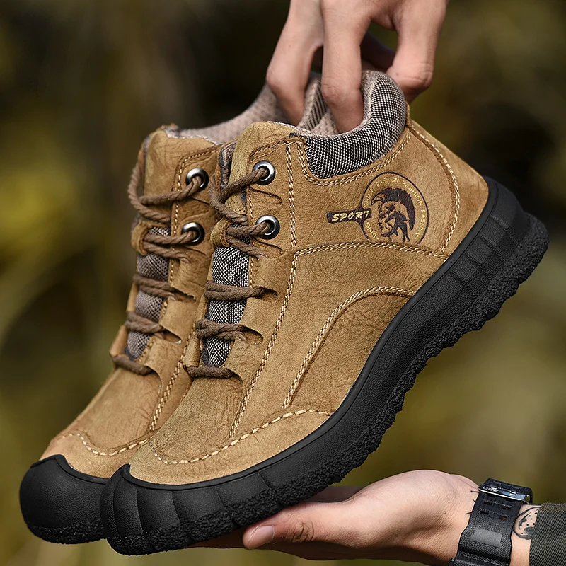 

Men's stylish and personalized leisure sports snow shoes breathable height anti-skid wear-resistant warm hiking shoes for men