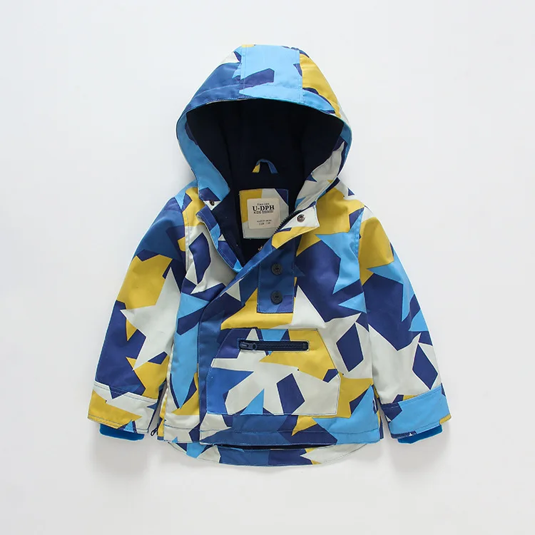BINIDUCKLING/Детская куртка с бархатной подкладкой; сезон осень-весна; пальто для девочек и мальчиков; Верхняя одежда с капюшоном и принтом со звездой; модная детская одежда - Цвет: Синий