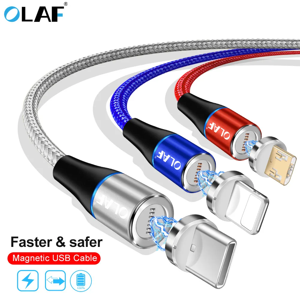 Магнитный кабель OLAF для быстрой зарядки Micro USB Type C iPhone X XR XS Max Samsung Xiaomi Android|Кабели