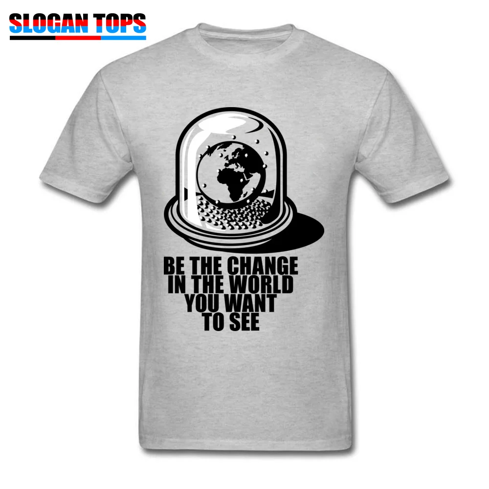  Design Tops Shirt Discount Short Sleeve Boy T Shirt TpicOriginaltitle Casual Summer Top T-shirts O Neck Top Quality World Snow Globe   Change the World Ghandi grey