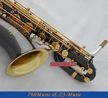 Support Professional Black Nickel Gold AND Gold Bell Baritone Saxophone Sax High F# W/Leather Case
