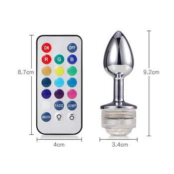 LED Colorful Light Metal Anal Plug NO Vibrator Masturbator For  Adult Game Anal Dildo Erotic Toys Intimate Goods Vagina Massager 6