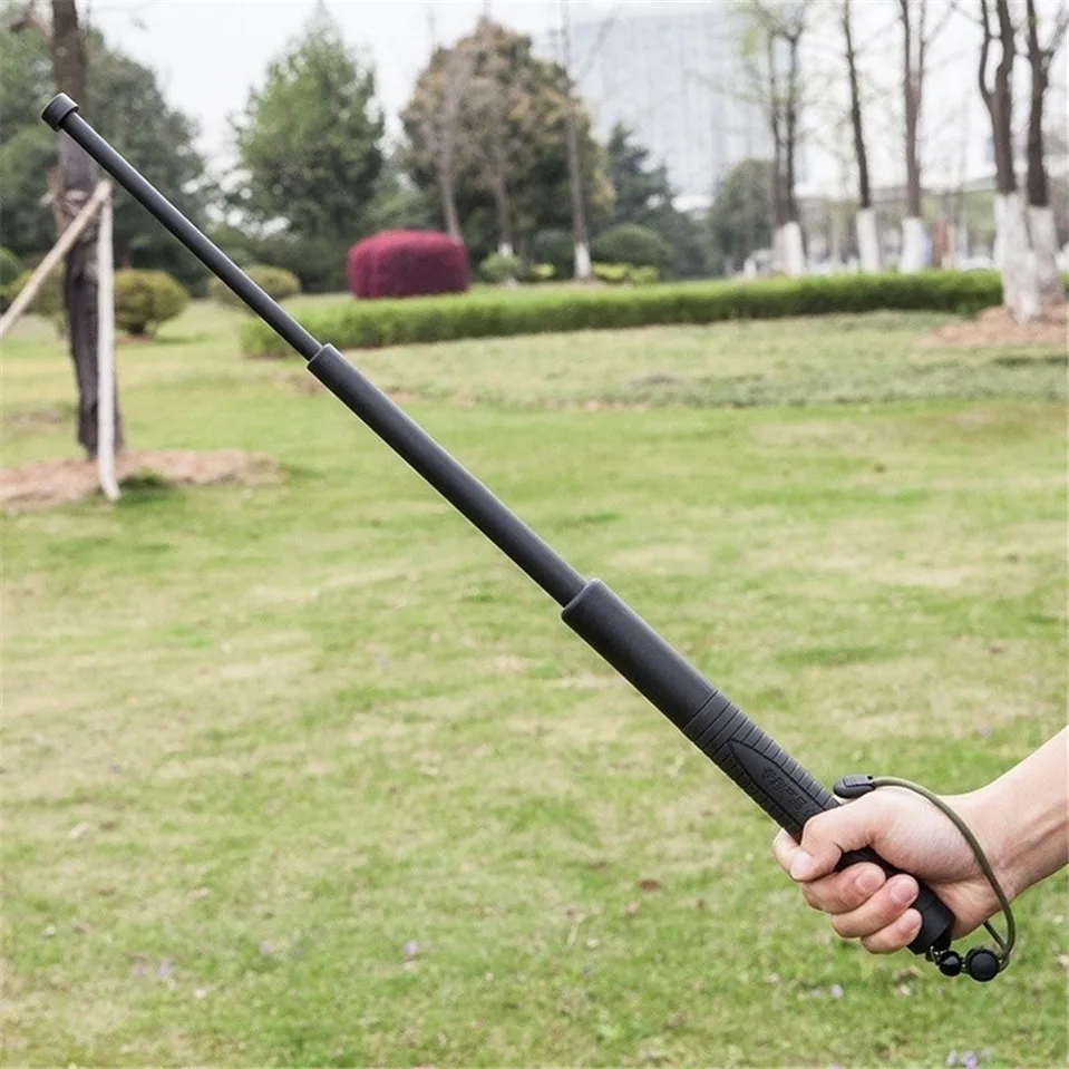 

55CM Three Sections Telescopic Sticks with PU Leather Portable Retractable Outdoor Whip Folding Walking Sticks