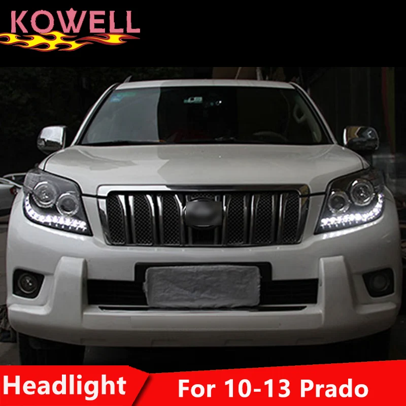 KOWELL автомобильный Стайлинг для 2010 2011-2013 Prado фары Prado светодиодный фары DRL Объектив двойной луч H7 HID ксеноновые автомобильные аксессуары