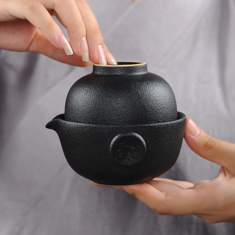 Purple Clay TeaPot Tea Cup Gaiwan,Portable Travel Tea Set,Traditional