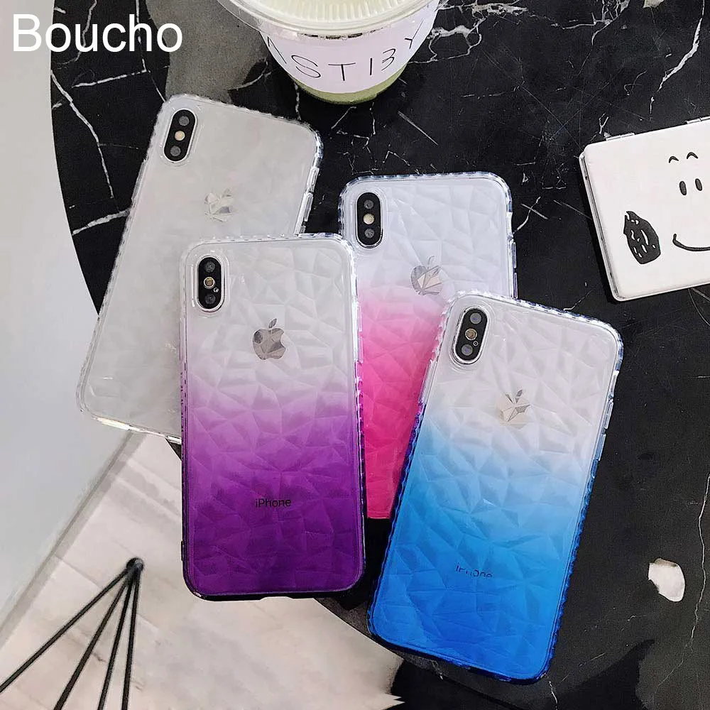 Transparent Gradient Phone Case For iPhone XS MAX XR X Soft Silicone Cases 7 8 6 6s Plus Geometric Anti-knock Cover |