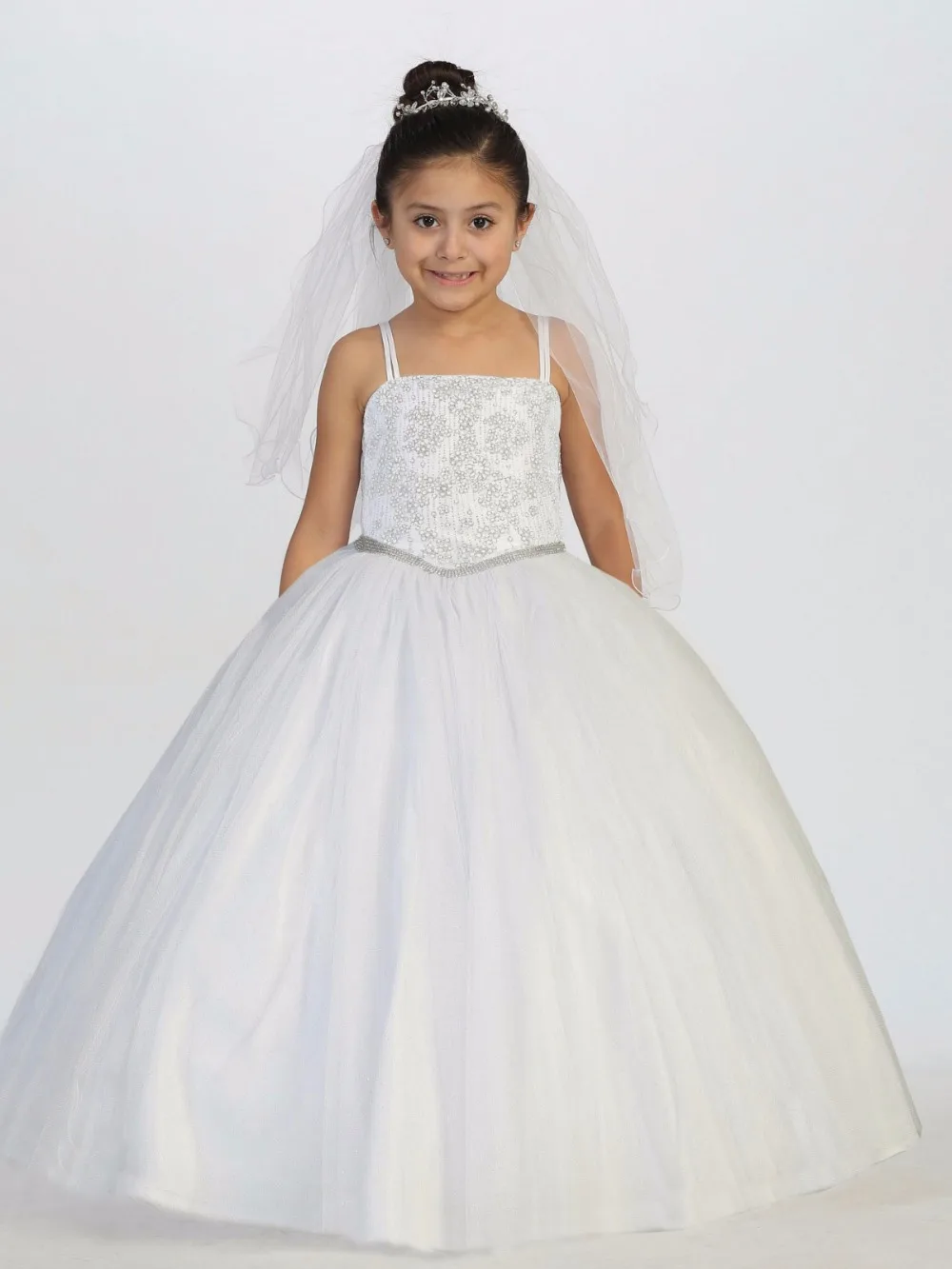 

Luxury Bling Bling Flower Girls Dresses for Wedding Ball Gown Tulle Beading Princess Birthday Dress Wedding Party Gown