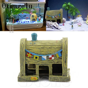 

Sponge Bob Restaurant Aquariums Decorations Crab boss Cave For Fish Hide Ornaments Fish Tank Aquarium Accessories Background