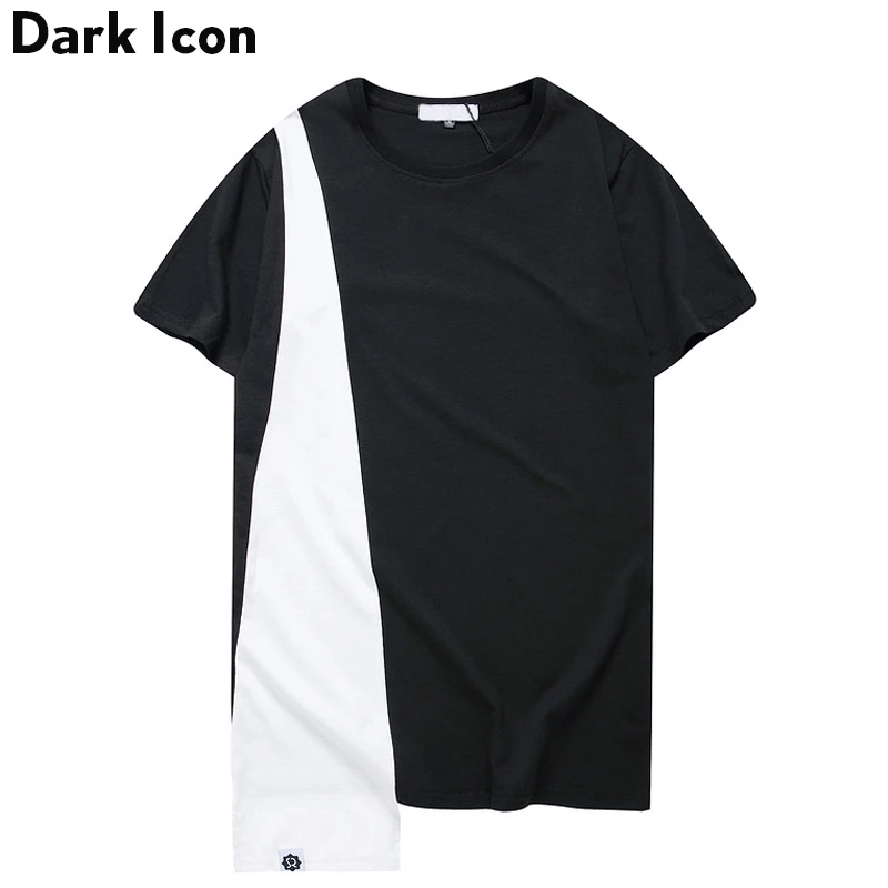 

DARK ICON Plain ELongated Hipster T-shirt Men Short Sleeve 2017 Summer Streetwear Hip Hop Tshirt Men Casual Tee Shirts