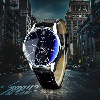 

FUNIQUE 2018 Fashion Luxury Leather Mens Blue Ray Glass Quartz Analog Watch Clock Business Dress Wristwatches Gifts