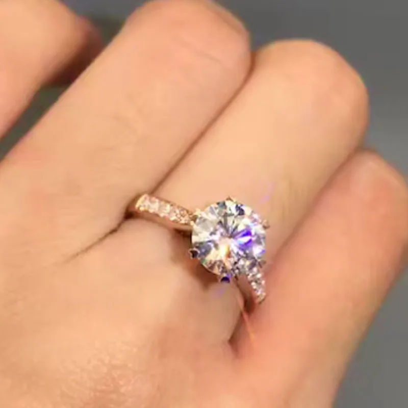 2 карат 18K розовое золото Moissanite бриллиантовое кольцо роскошная Корона сердце