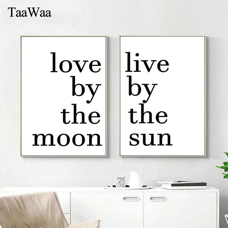 Live by the sun love moon минималистичный плакат с цитатами и принтом скандинавский
