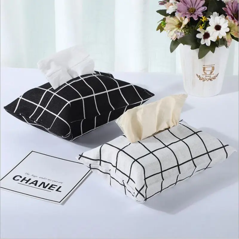 

Fabrics Desktop Tissue Storage Bag Portable Cotton Travel Tissue Box Organizer Home Living Room Bathroom Car Paper Towels Bag