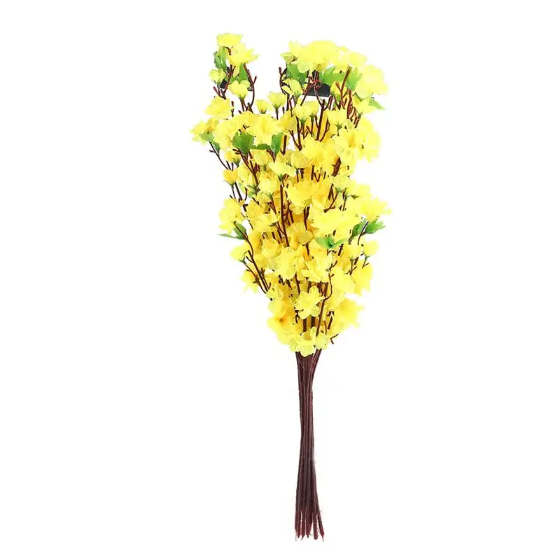 

10pcs Artificial Peach Blossom Flower Bouquet With 3 Fork Home Decoration DIY Wedding Wreath Float Collage Decorative
