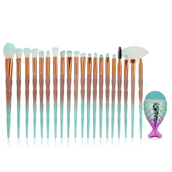

New Arrive 21PCS High Quality Nylon Wool Makeup Brush Set Mermaid Makeup Brush Foundation Brush Professional Makeup Brush Set