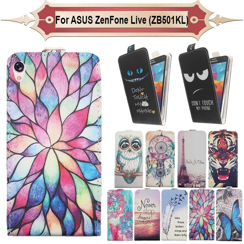 

Top Selling 11 Colors Cartoon Pattern Up and Down Flip PU Leather Case For ASUS ZenFone Live (ZB501KL)