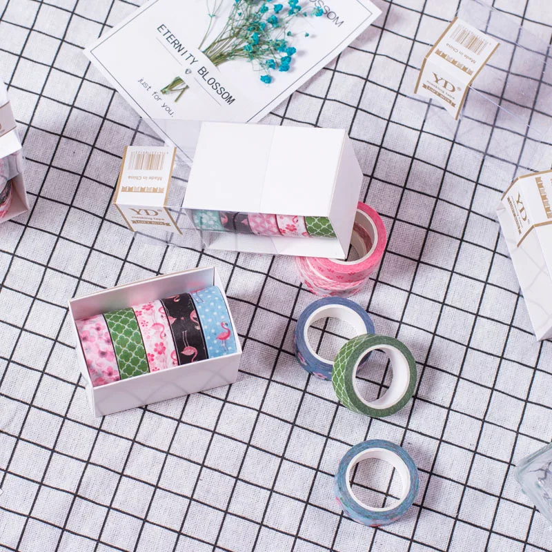 

New Arrival 5PC 15MM*7M Unicorn Flamingo Washi Tape Cute Cactus Pattern Masking Tape Decorative Scrapbooking Adhesive Tape H0173