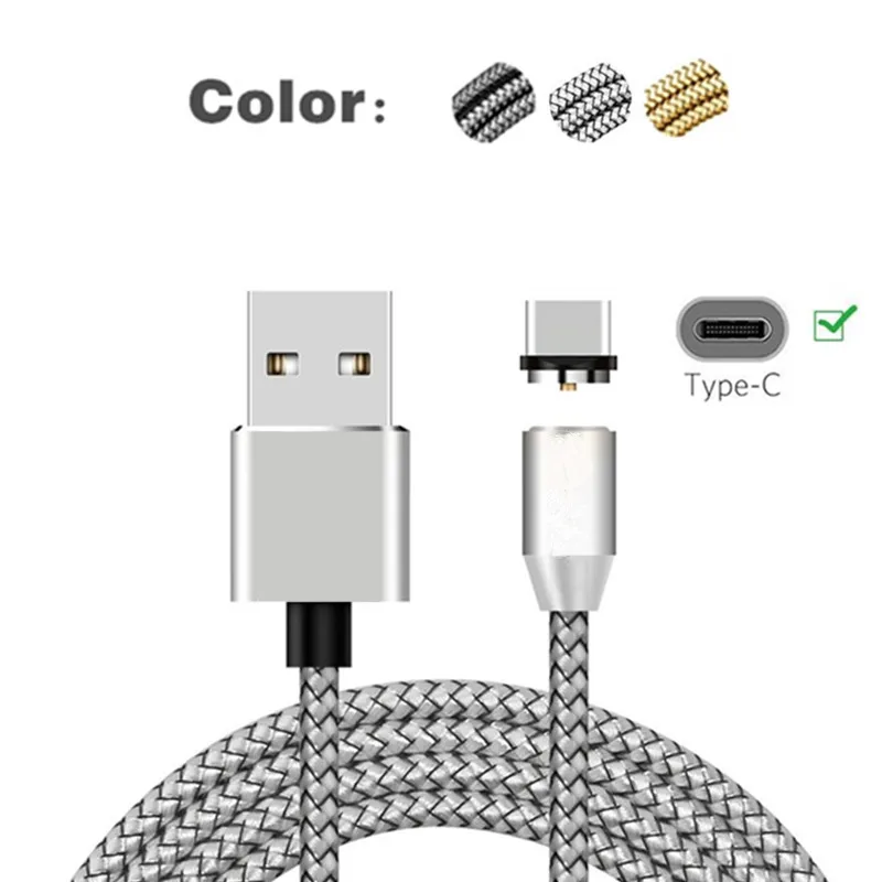 QC 3.0 USB Fast Car charger magnetic Type C Cable For Samsung galaxy Feel 2 S8 S9 S10 A50 A70 A20 M30 Honor 20 10 9 Mobile phone - Тип штекера: Only White 1M Cable