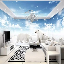 3D тема пространство полный дом обои фрески лед и снег полярный медведь украшение из бумаги для дома 3d обои