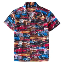 70 s Vintage Hawaii Aloha camisa hombres botón medio arriba Casual manga corta Boho verano Ruta 66 Retro camisas