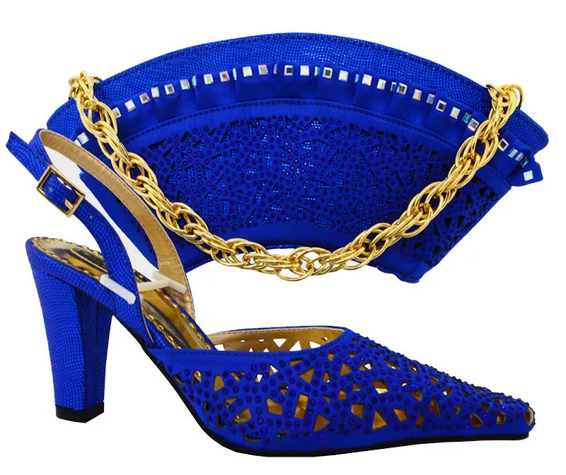 MM1030 italian matching shoes and bag set with royal blue, ladies shoes