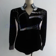 Стиль для мужчин костюмы для латинских танцев старшие спандекс камни с длинными рукавами латинские танцевальные рубашки для мужчин латинские танцевальные рубашки S-4XL M007