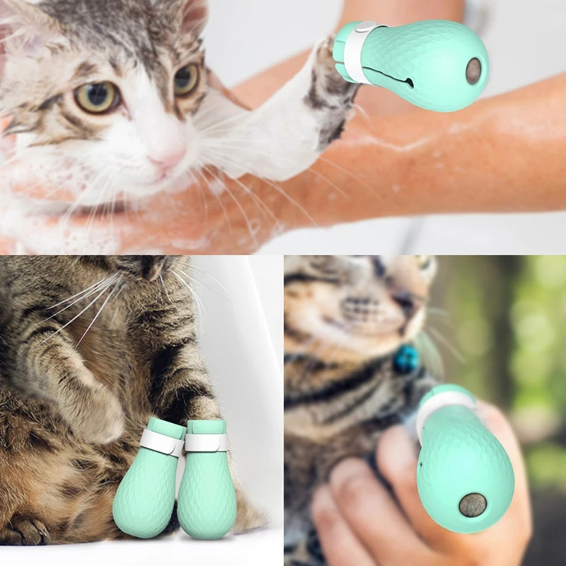 Silicone 4 Pcs/lot Pet Cat Shose Anti-Scratch Cat Shoes Boots Adjustable Cat Paw Medical Protector For Home Bathing Shaving