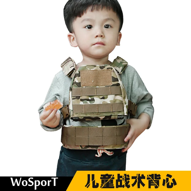 

2019 New Children Kids Mini Airsoft Tactical Hunting Vest with Patrol Belt Molle Combat XS/S Child vest suit 4 Colors baby vests