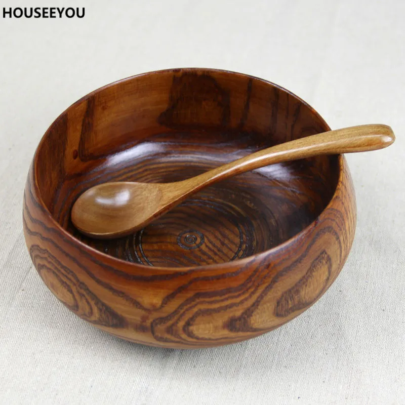 Wooden Large Soup Bowl Jujube Wood Handmade Healthy Tableware
