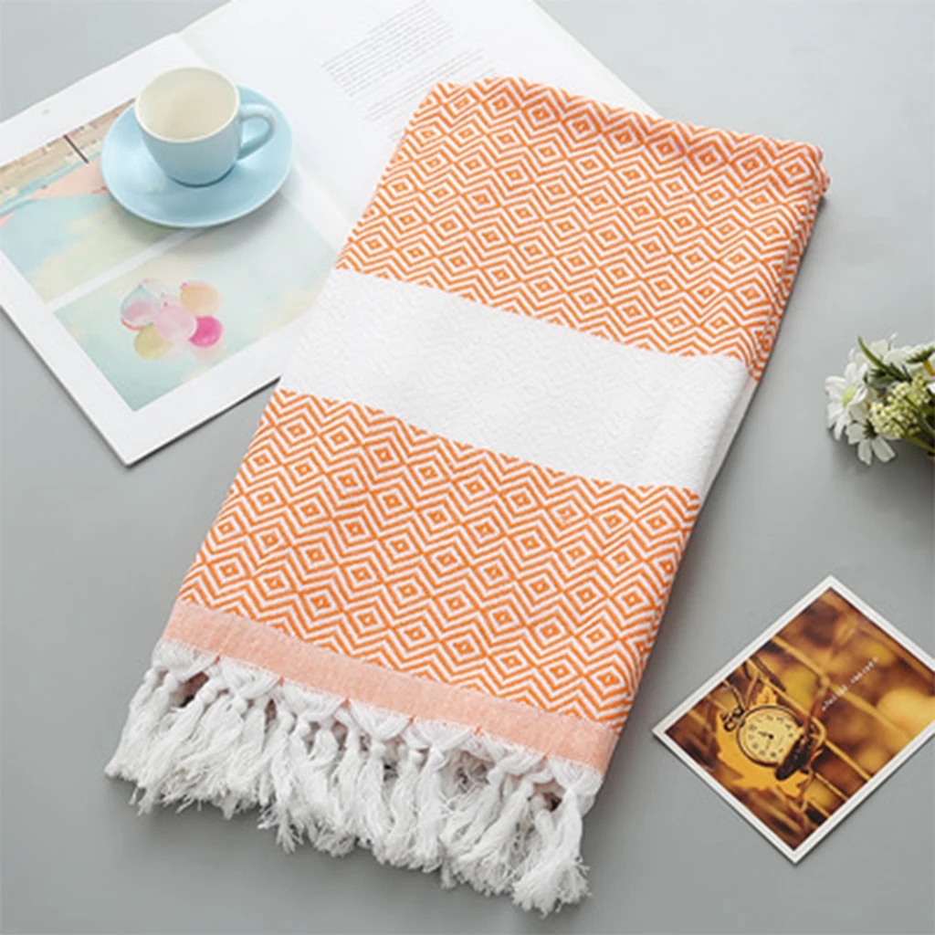 New Oversized Turkish Bath Towel with Tassel Soft Terry Cloth Striped Adult Beach Towel Extra Large Peshtemal Bath Sheet Scarf