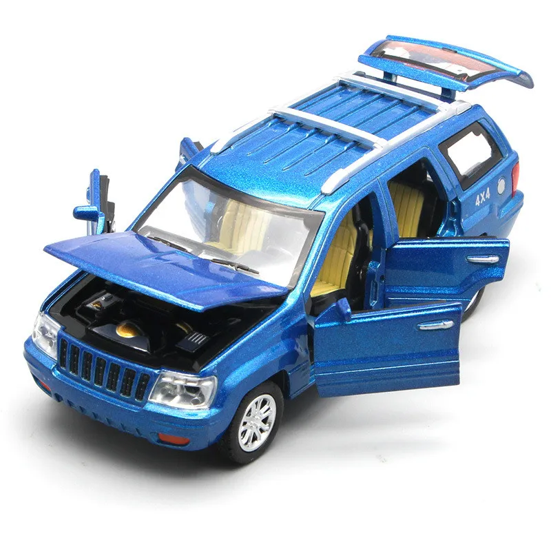 

1:32 Alloy Car Model Six Open Door Design Auto Speelgoed Light Music Pull Back Die Cast 4x4 Model Car For Jeep Grand Cherokee