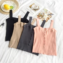 Inplusni Женские топы с бретелькой на шее, топ, летние новые сексуальные подтяжки, вязаный жилет, женская нижняя рубашка, женские красивые майки-безрукавки