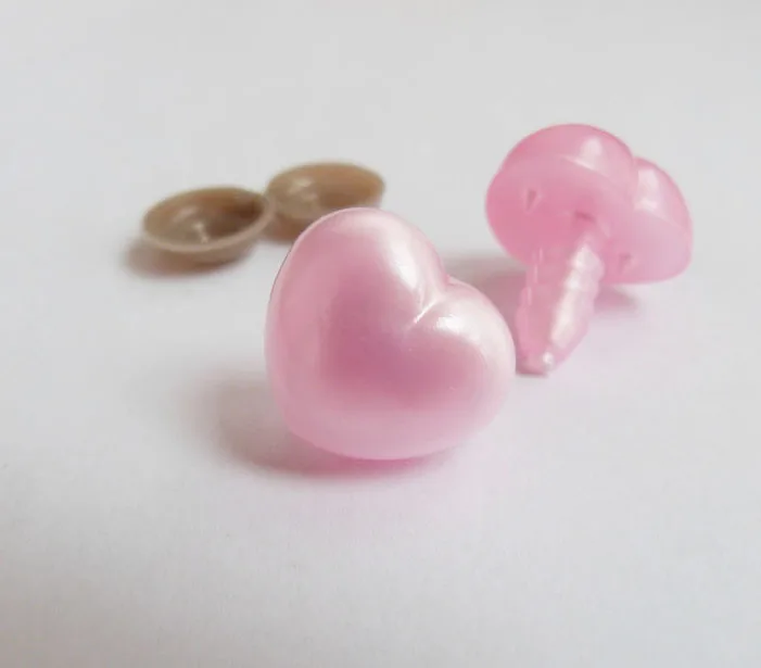 

new arrvial 100pcs 18mm pink heart shape plastic safety toy noses with soft washer for diy doll accessories