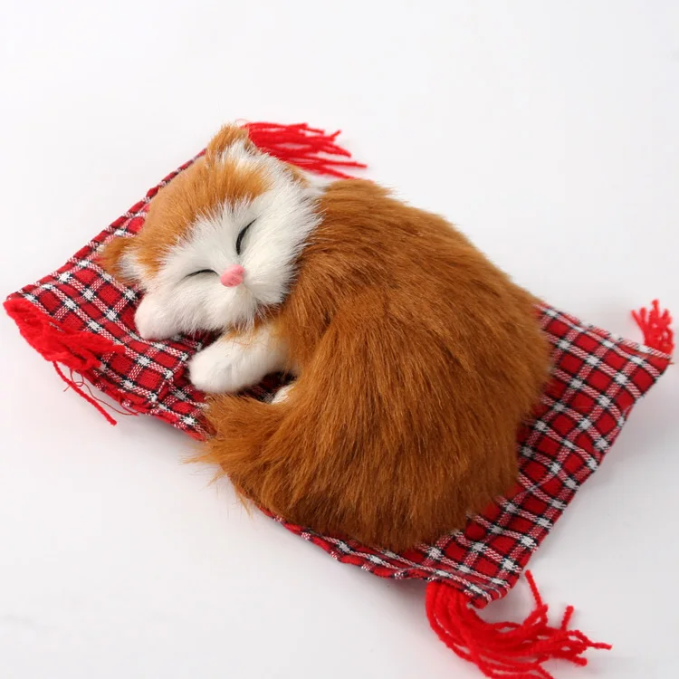 

artificial cat model,polyethylene&furs about 13x10x7cm sleeping cat with mat handicraft home decoration gift a1539