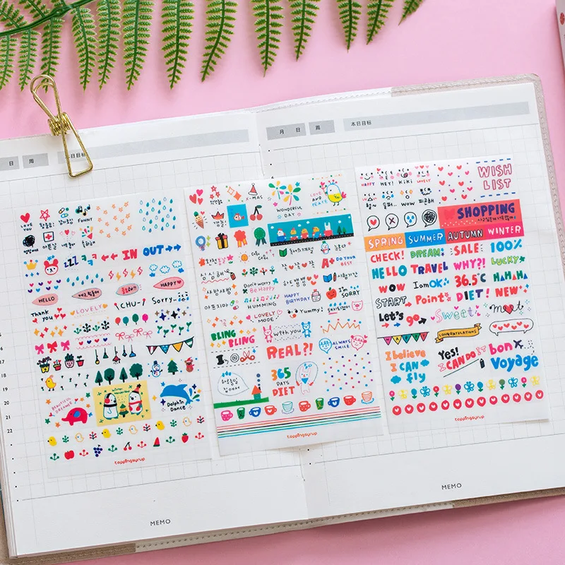 

6sheets/lot Cartoon PVC Label Sticker Cute Scrapbooking Diary Decoration DIY Stationery Stickers School Office Supply