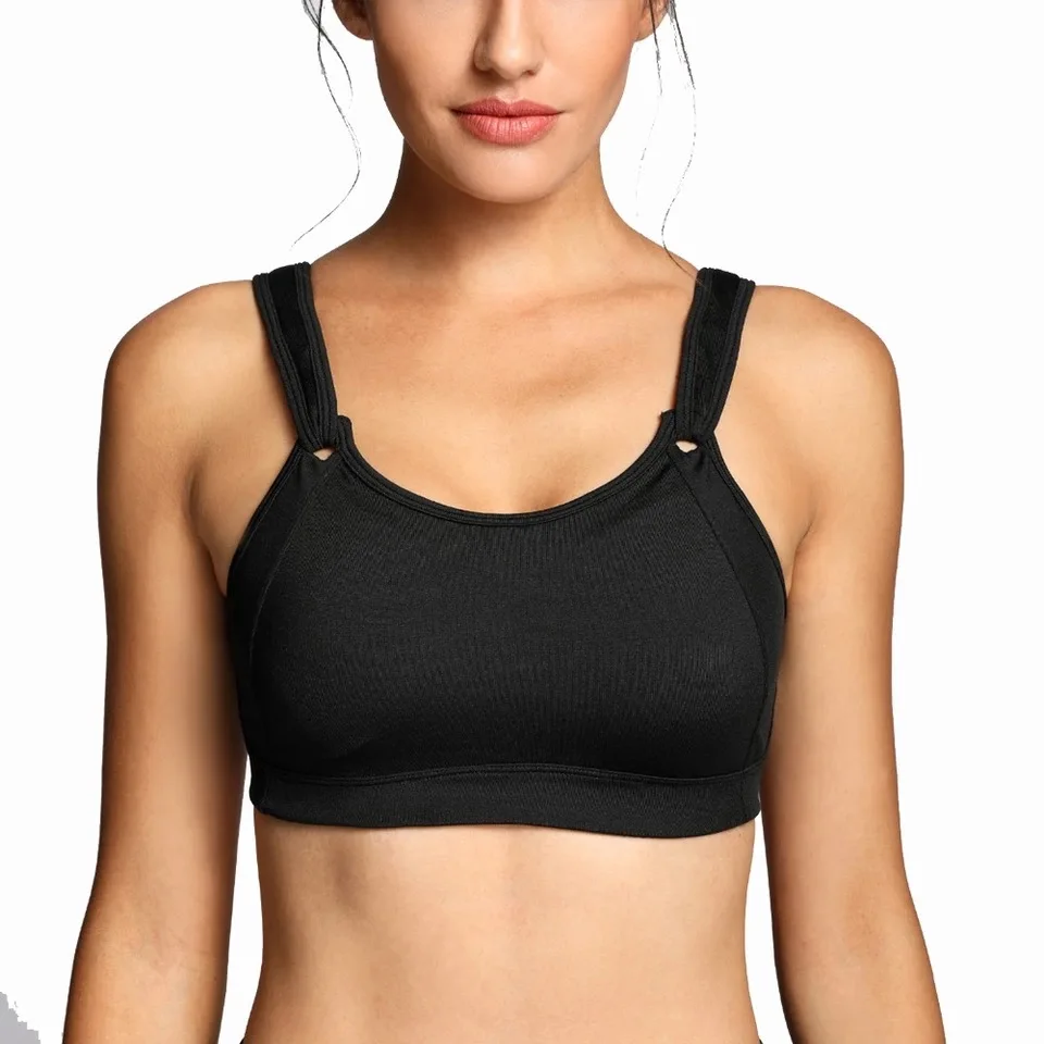 

Women's High Impact Full Coverage Wire Free Non Padded Run Sports Bra 34 36 38 40 42 44 B C D DD