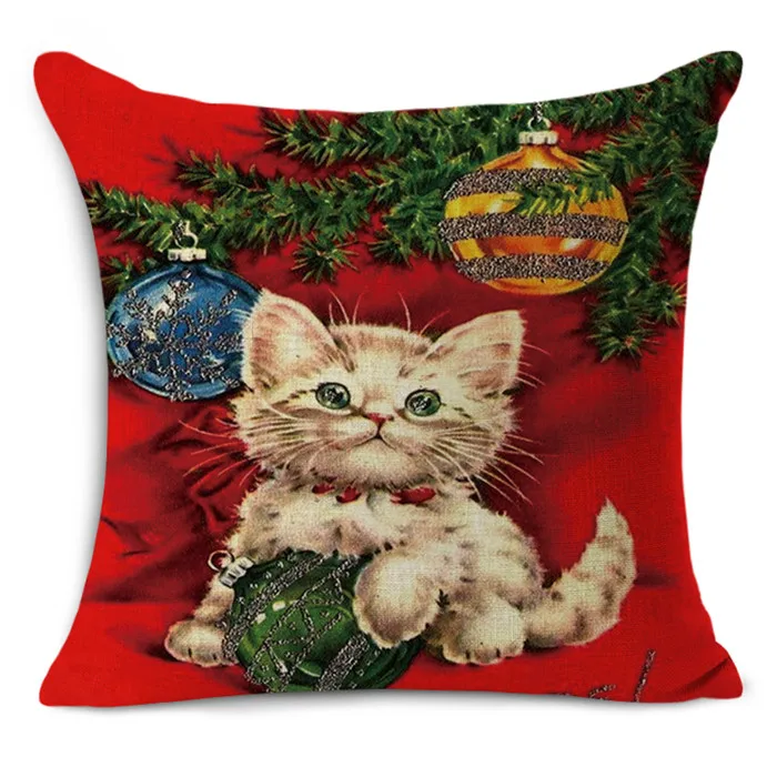 Cute Christmas Cat Cushion Decoration Car Seat Chair Waist Throw Couch Pillow Home Decor Cojines Decorativos Para Sofa Cojines