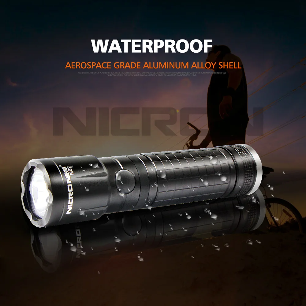 NICRON 5 Вт фонарик 300LM 170 м дальность луча водонепроницаемый IPX4 компактный USB