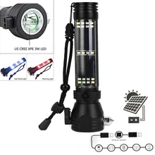 9in 1 Солнечный Мощность светодиодный фонарик мульти-функциональный набор для выживания безопасности ударный фонарик Свет с Мощность банк СОС Набор предметов на случай чрезвычайной ситуации свет