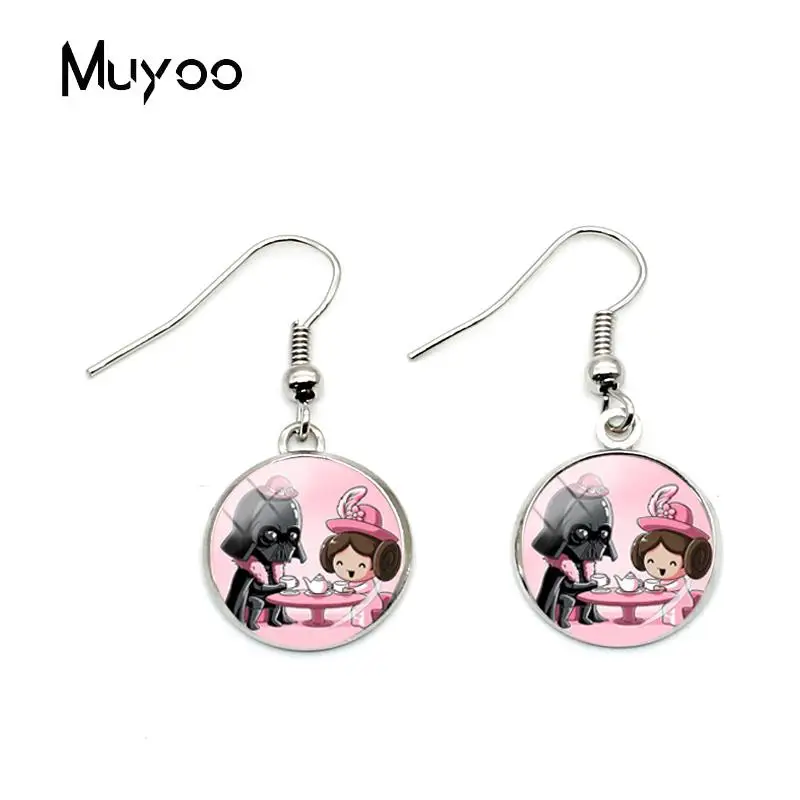 

2018 New Design Star Wars Princess Leia Earring Cartoon Princess Leia Fish Hook Earring Glass Dome Women Jewelry