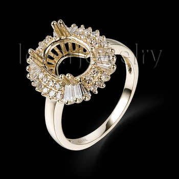 

Natural Diamonds Ring Setting Solid 14Kt Yellow Gold Oval Cut 8x10mm Semi Mount Ring Custom Jewelry For Women Engagement Rings