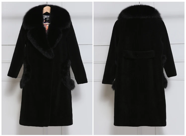 1193 Elegant Faux Fur Coat Long Women Fox Fur Collar Top Quality Luxury Wool Long Winter Coat Women Warm Office Party Coats 2018 14
