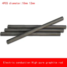 4pcs diameter 10mm 12mm length 50-300mm heat resistant Electric conduction high Pure Graphite rod Electrode Carbon rod 4pcs diameter 10mm 12mm length 50-300mm heat resistant Electric conduction high Pure Graphite rod Electrode Carbon rod
