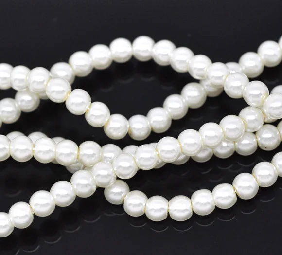

8SEASONS 5 Strands Round Glass imitation Pearl Beads 4mm 32-1/4" (B12579)